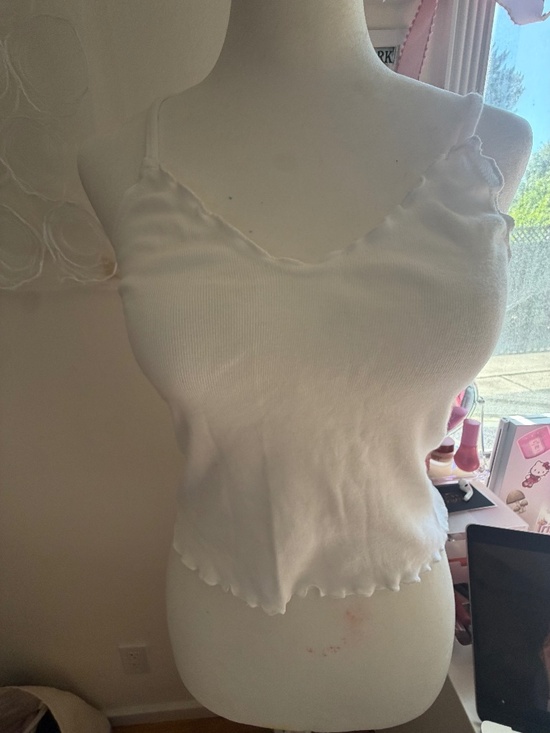 Brandy Melville Tops - Brandy Melville / John Galt White Eyelet Ruffle Cami Tank Top - One Size A04
